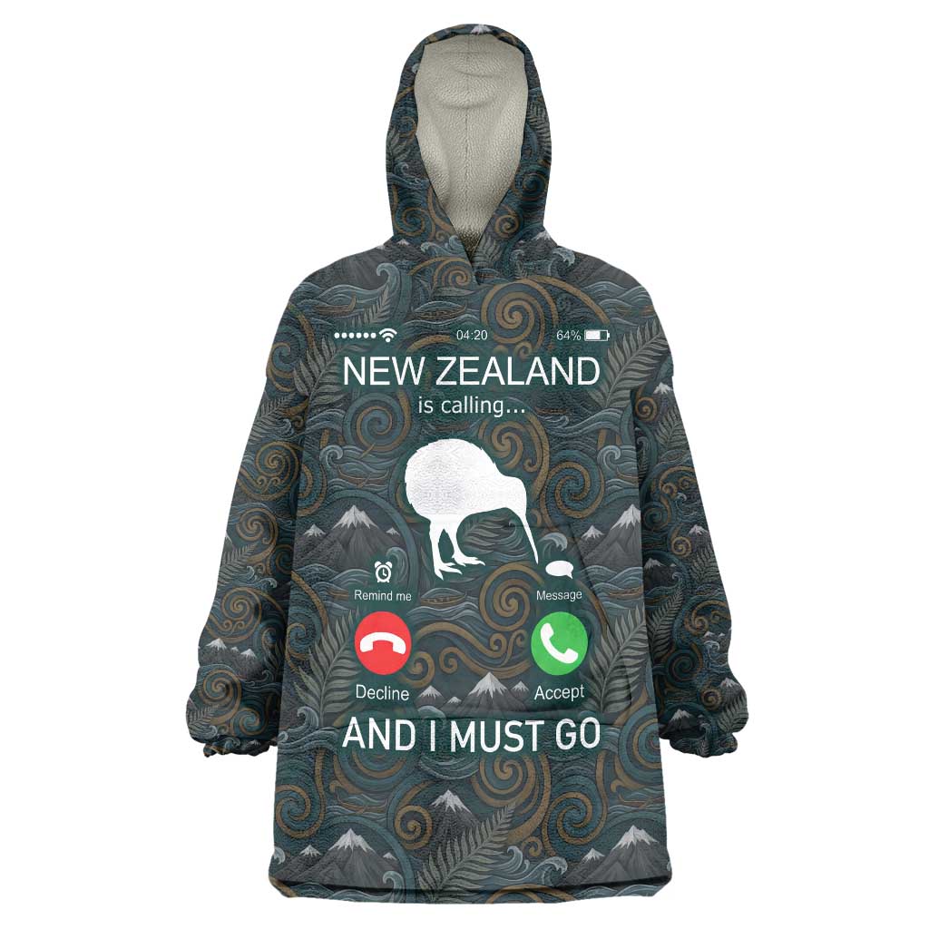 New Zealand is Calling and I Must Go Wearable Blanket Hoodie Kiwi Bird Silhouette