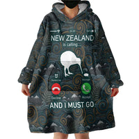 New Zealand is Calling and I Must Go Wearable Blanket Hoodie Kiwi Bird Silhouette