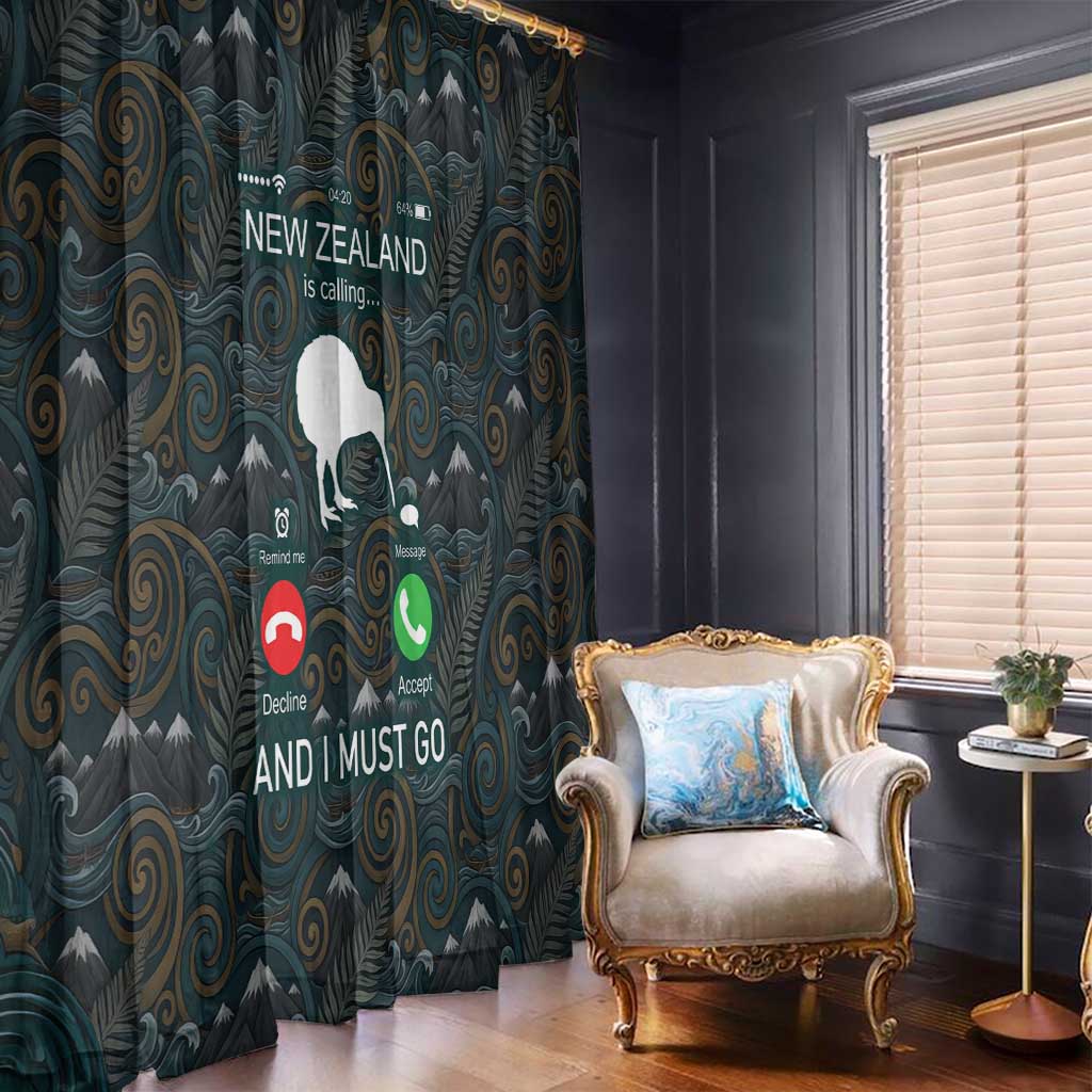 New Zealand is Calling and I Must Go Window Curtain Kiwi Bird Silhouette TS04 - Polynesian Pride