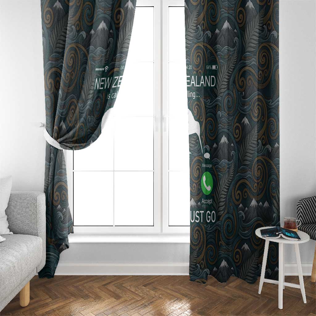 New Zealand is Calling and I Must Go Window Curtain Kiwi Bird Silhouette TS04 - Polynesian Pride