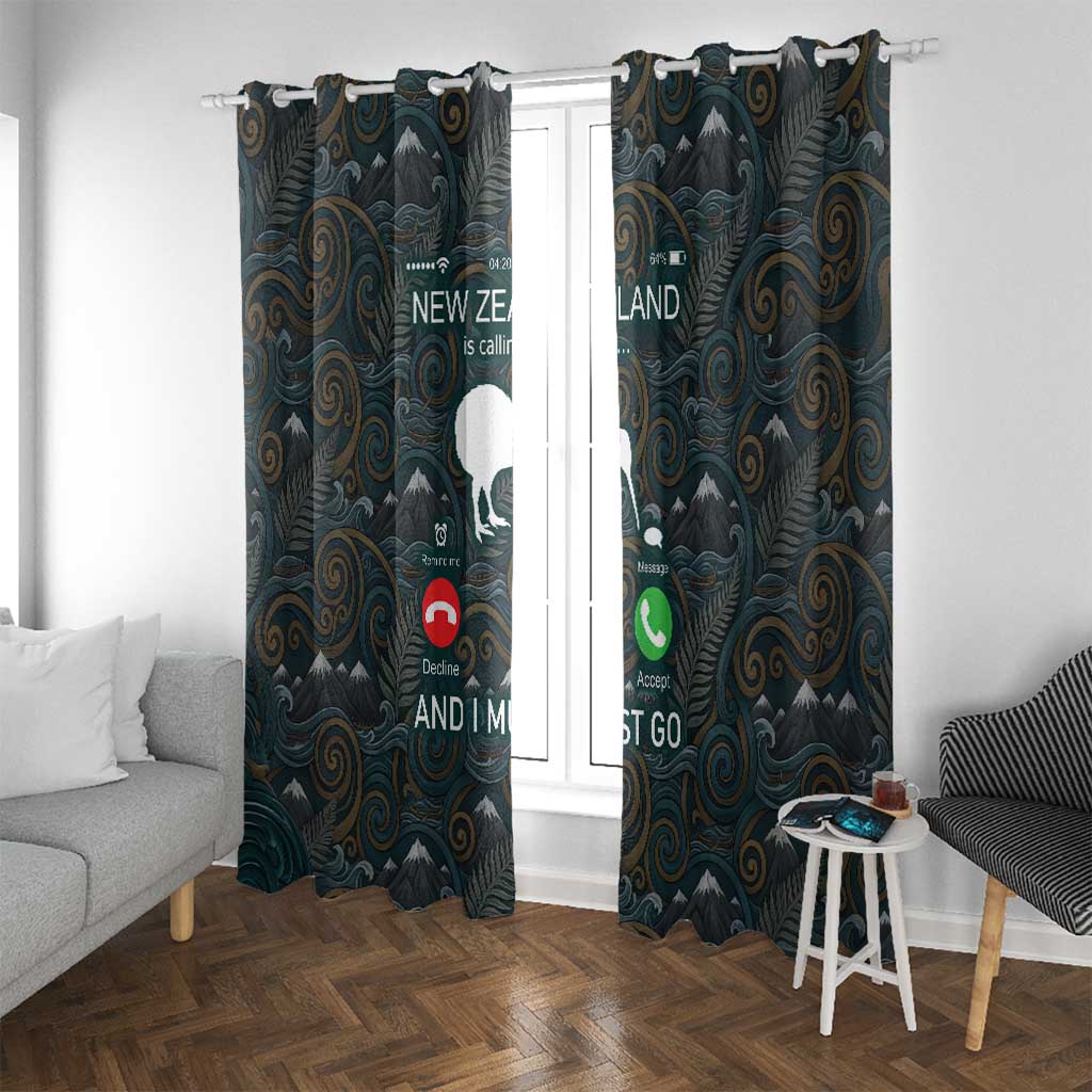 New Zealand is Calling and I Must Go Window Curtain Kiwi Bird Silhouette TS04 With Grommets Multicolor - Polynesian Pride