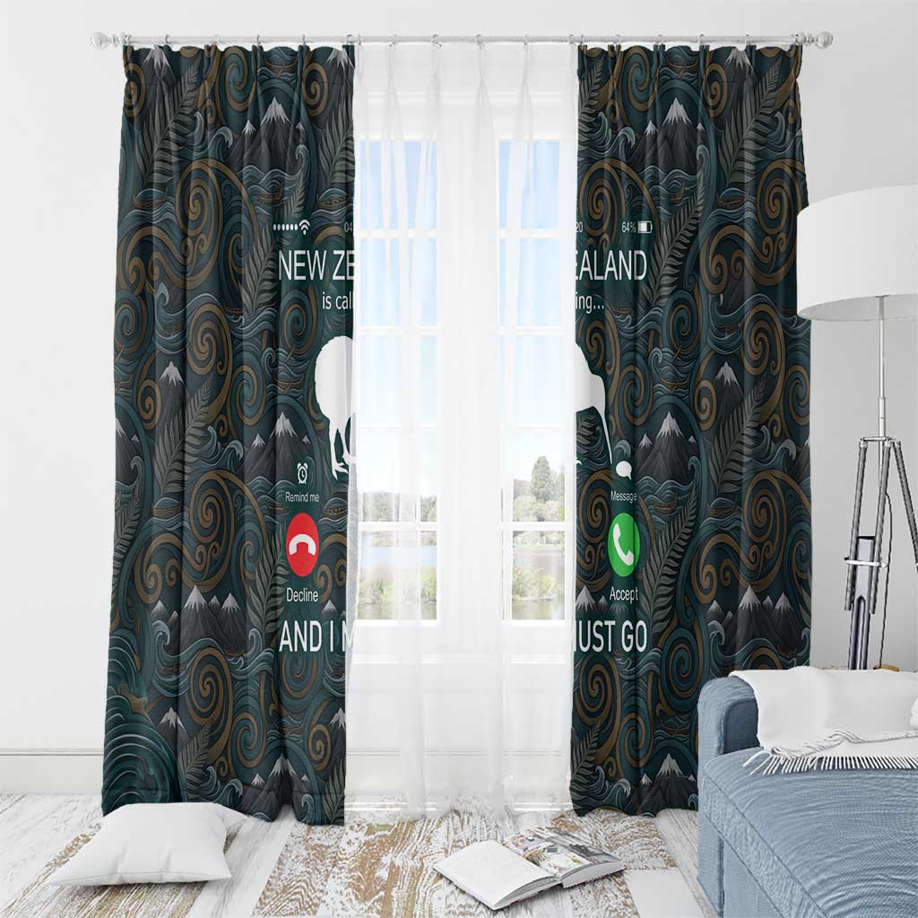 New Zealand is Calling and I Must Go Window Curtain Kiwi Bird Silhouette TS04 - Polynesian Pride