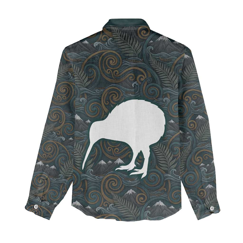 New Zealand is Calling and I Must Go Women Casual Shirt Kiwi Bird Silhouette