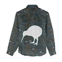 New Zealand is Calling and I Must Go Women Casual Shirt Kiwi Bird Silhouette