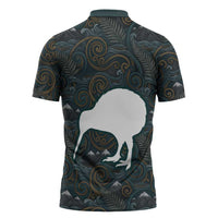 New Zealand is Calling and I Must Go Zipper Polo Shirt Kiwi Bird Silhouette