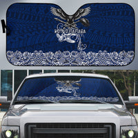 American Samoa Eagle Auto Sun Shade Sea Turtle Traditional Polynesian Tribal Tattoo TS04 Blue White - Polynesian Pride