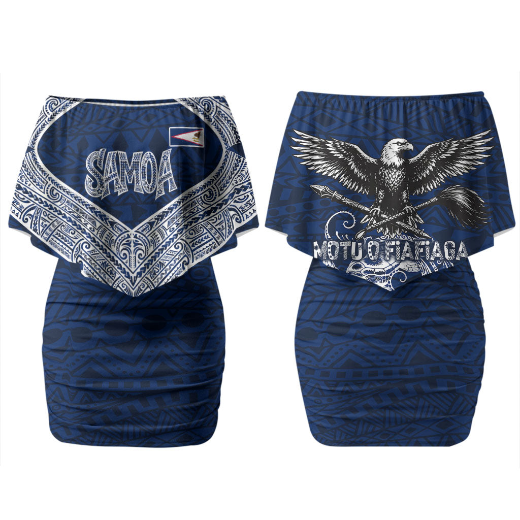 American Samoa Eagle Couples Matching Off Shoulder Short Dress and Hawaiian Shirt Sea Turtle Traditional Polynesian Tribal Tattoo TS04 - Polynesian Pride