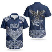 American Samoa Eagle Couples Matching Off Shoulder Short Dress and Hawaiian Shirt Sea Turtle Traditional Polynesian Tribal Tattoo TS04 - Polynesian Pride
