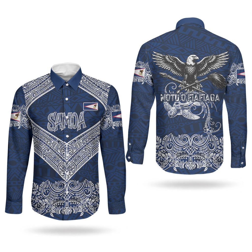American Samoa Eagle Couples Matching Short Sleeve Bodycon Dress and Long Sleeve Button Shirt Sea Turtle Traditional Polynesian Tribal Tattoo TS04 - Polynesian Pride