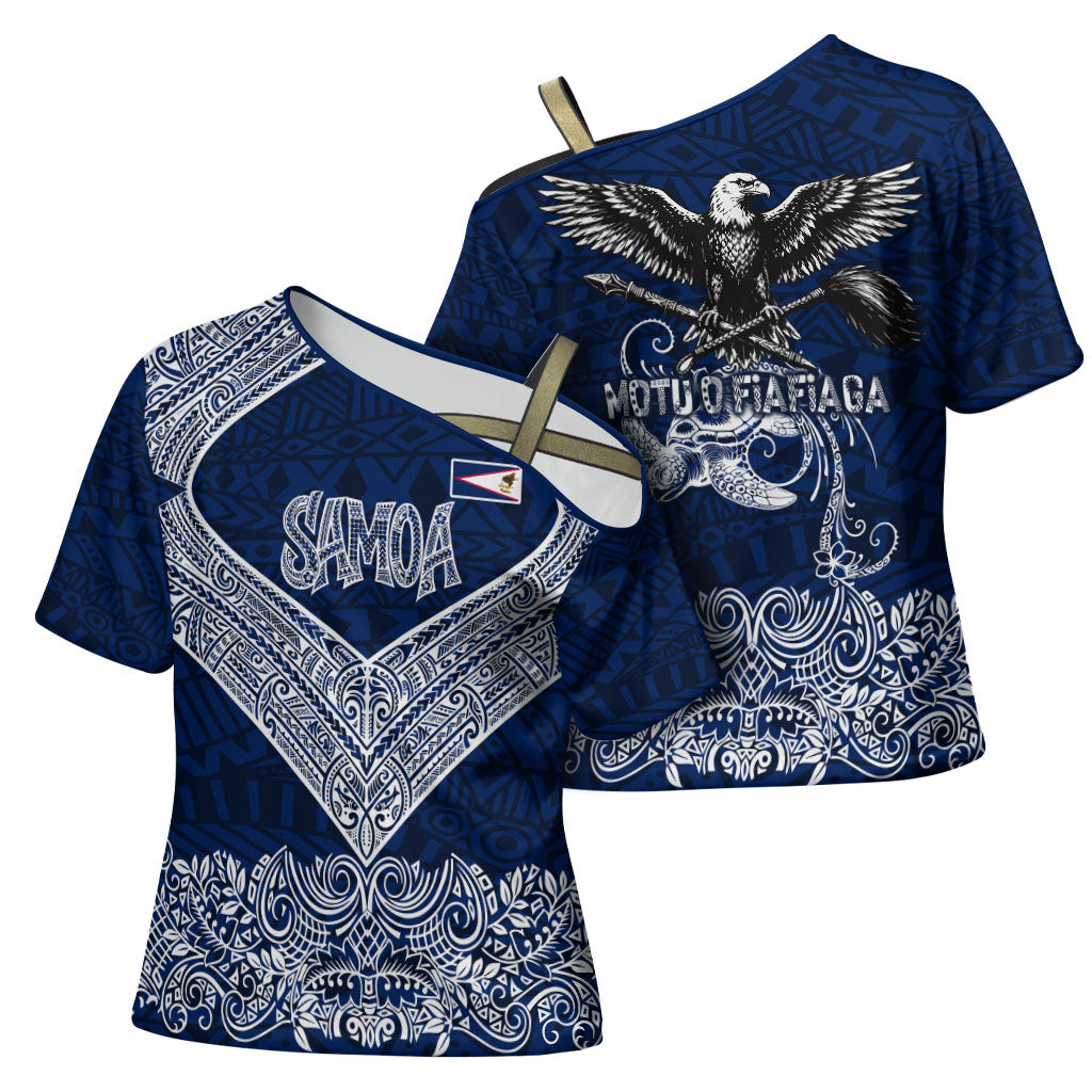 American Samoa Eagle Cross Shoulder Shirt Sea Turtle Traditional Polynesian Tribal Tattoo TS04 - Polynesian Pride