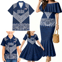 American Samoa Eagle Family Matching Mermaid Dress and Hawaiian Shirt Sea Turtle Traditional Polynesian Tribal Tattoo TS04 - Polynesian Pride