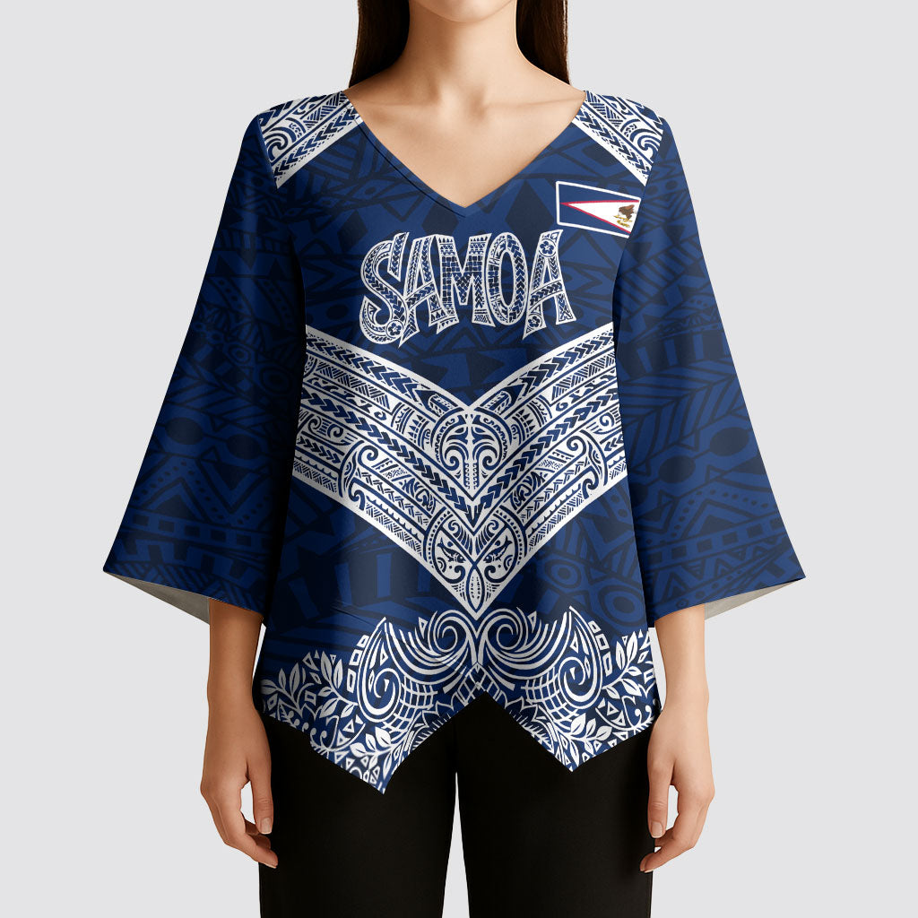 American Samoa Eagle Kimono Sleeve Blouse Sea Turtle Traditional Polynesian Tribal Tattoo