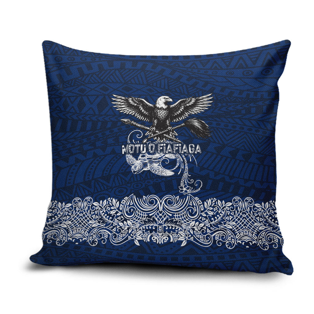 American Samoa Eagle Pillow Cover Sea Turtle Traditional Polynesian Tribal Tattoo TS04 Blue White - Polynesian Pride