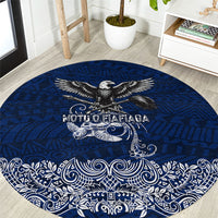 American Samoa Eagle Round Carpet Sea Turtle Traditional Polynesian Tribal Tattoo TS04 Blue White - Polynesian Pride