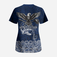 American Samoa Eagle Scrub Top Sea Turtle Traditional Polynesian Tribal Tattoo