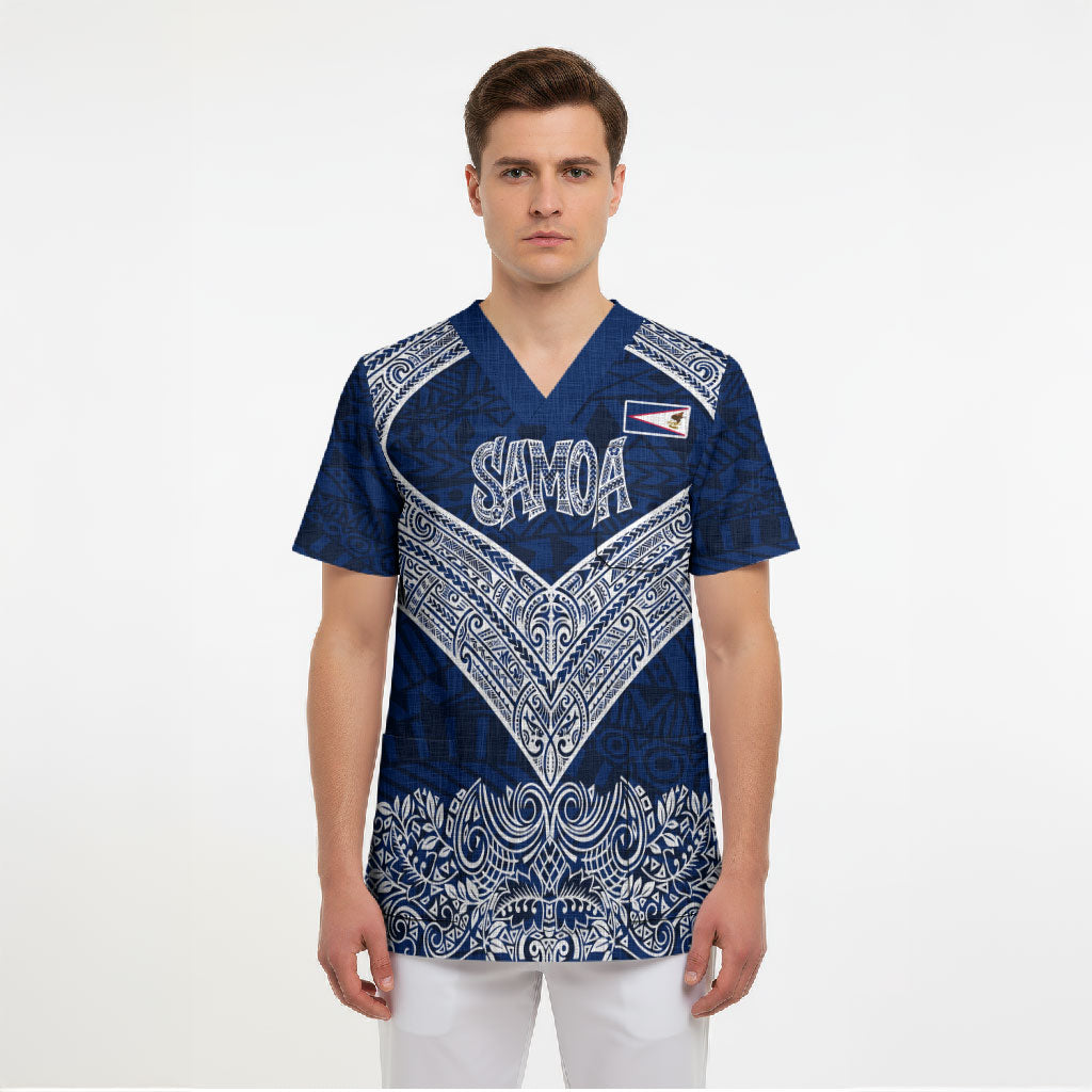 American Samoa Eagle Scrub Top Sea Turtle Traditional Polynesian Tribal Tattoo