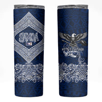 American Samoa Eagle Skinny Tumbler Sea Turtle Traditional Polynesian Tribal Tattoo TS04 Blue White - Polynesian Pride