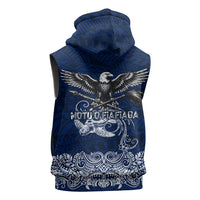 American Samoa Eagle Sleeveless Zip Hoodie Sea Turtle Traditional Polynesian Tribal Tattoo