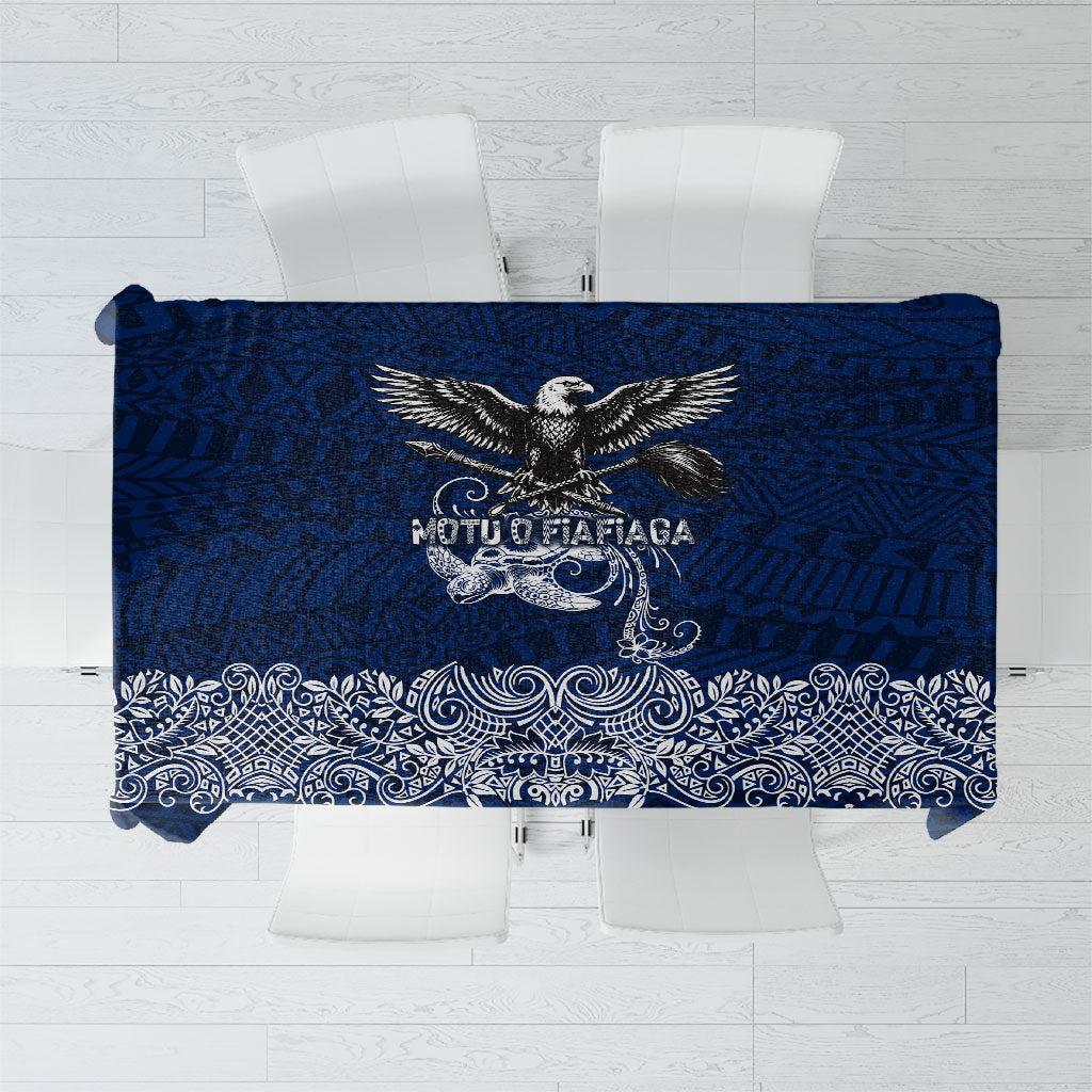 American Samoa Eagle Tablecloth Sea Turtle Traditional Polynesian Tribal Tattoo TS04 Blue White - Polynesian Pride