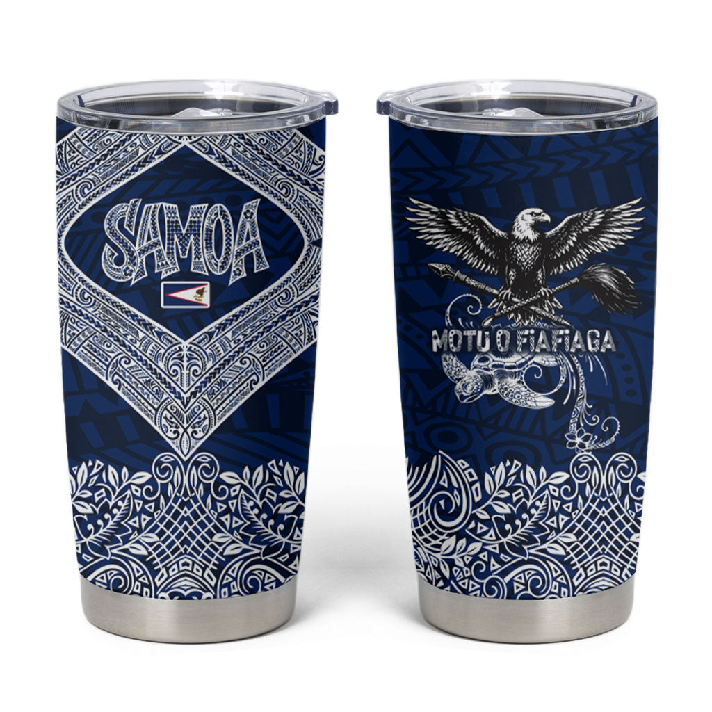 American Samoa Eagle Tumbler Cup Sea Turtle Traditional Polynesian Tribal Tattoo