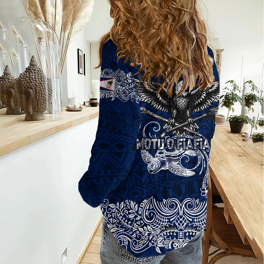 American Samoa Eagle Women Casual Shirt Sea Turtle Traditional Polynesian Tribal Tattoo TS04 - Polynesian Pride