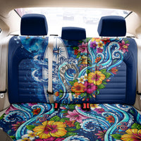 American Samoa Pago Pago Back Car Seat Cover Sea Turtle And Fruit Bat - Tropical Hibiscus Flowers Polynesian TS04 - Polynesian Pride