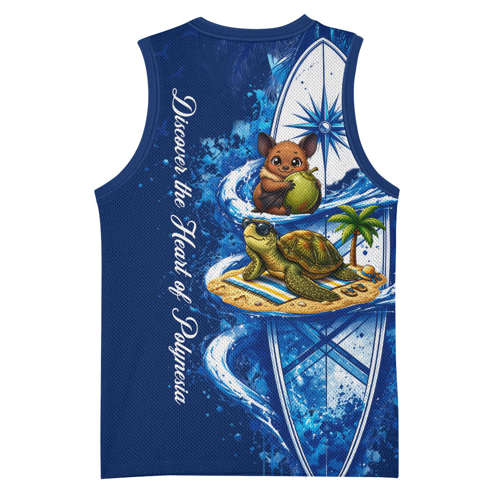 American Samoa Pago Pago Basketball Jersey Sea Turtle And Fruit Bat - Tropical Hibiscus Flowers Polynesian TS04 - Polynesian Pride
