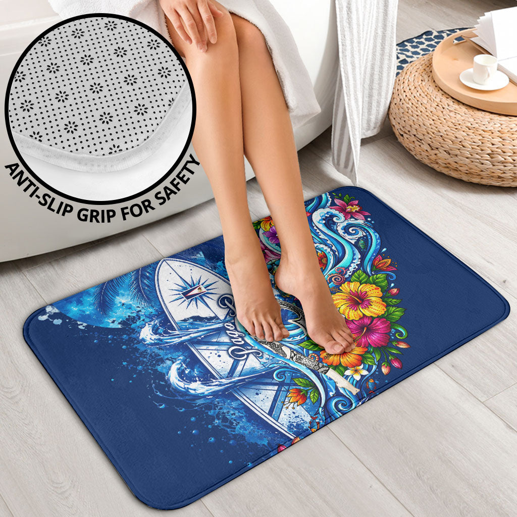 American Samoa Pago Pago Bathroom Set Sea Turtle And Fruit Bat - Tropical Hibiscus Flowers Polynesian TS04 - Polynesian Pride