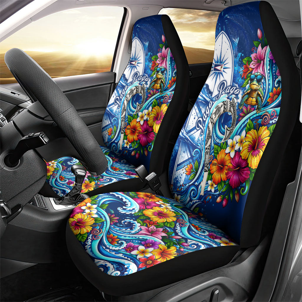 American Samoa Pago Pago Car Seat Cover Sea Turtle And Fruit Bat - Tropical Hibiscus Flowers Polynesian TS04 - Polynesian Pride