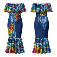 American Samoa Pago Pago Couples Matching Mermaid Dress and Hawaiian Shirt Sea Turtle And Fruit Bat - Tropical Hibiscus Flowers Polynesian TS04 - Polynesian Pride