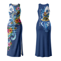 American Samoa Pago Pago Couples Matching Tank Maxi Dress and Hawaiian Shirt Sea Turtle And Fruit Bat - Tropical Hibiscus Flowers Polynesian TS04 - Polynesian Pride