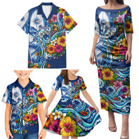 American Samoa Pago Pago Family Matching Puletasi and Hawaiian Shirt Sea Turtle And Fruit Bat - Tropical Hibiscus Flowers Polynesian TS04 - Polynesian Pride