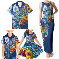 American Samoa Pago Pago Family Matching Tank Maxi Dress and Hawaiian Shirt Sea Turtle And Fruit Bat - Tropical Hibiscus Flowers Polynesian TS04 - Polynesian Pride
