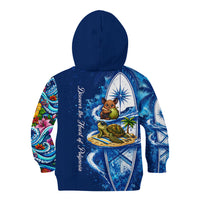 American Samoa Pago Pago Kid Hoodie Sea Turtle And Fruit Bat - Tropical Hibiscus Flowers Polynesian TS04 - Polynesian Pride