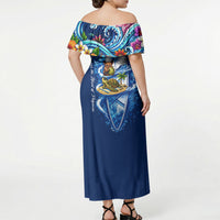 American Samoa Pago Pago Off Shoulder Maxi Dress Sea Turtle And Fruit Bat - Tropical Hibiscus Flowers Polynesian TS04 - Polynesian Pride