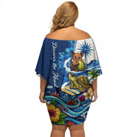 American Samoa Pago Pago Off Shoulder Short Dress Sea Turtle And Fruit Bat - Tropical Hibiscus Flowers Polynesian