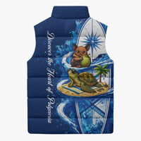American Samoa Pago Pago Sleeveless Puffer Jacket Sea Turtle And Fruit Bat - Tropical Hibiscus Flowers Polynesian TS04 - Polynesian Pride