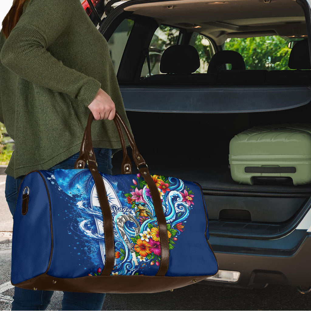 American Samoa Pago Pago Travel Bag Sea Turtle And Fruit Bat - Tropical Hibiscus Flowers Polynesian TS04 - Polynesian Pride