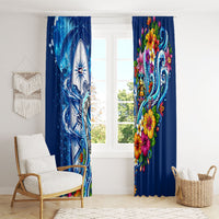 American Samoa Pago Pago Window Curtain Sea Turtle And Fruit Bat - Tropical Hibiscus Flowers Polynesian TS04 - Polynesian Pride