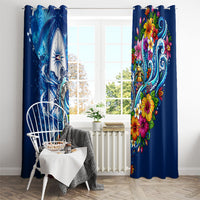 American Samoa Pago Pago Window Curtain Sea Turtle And Fruit Bat - Tropical Hibiscus Flowers Polynesian TS04 - Polynesian Pride