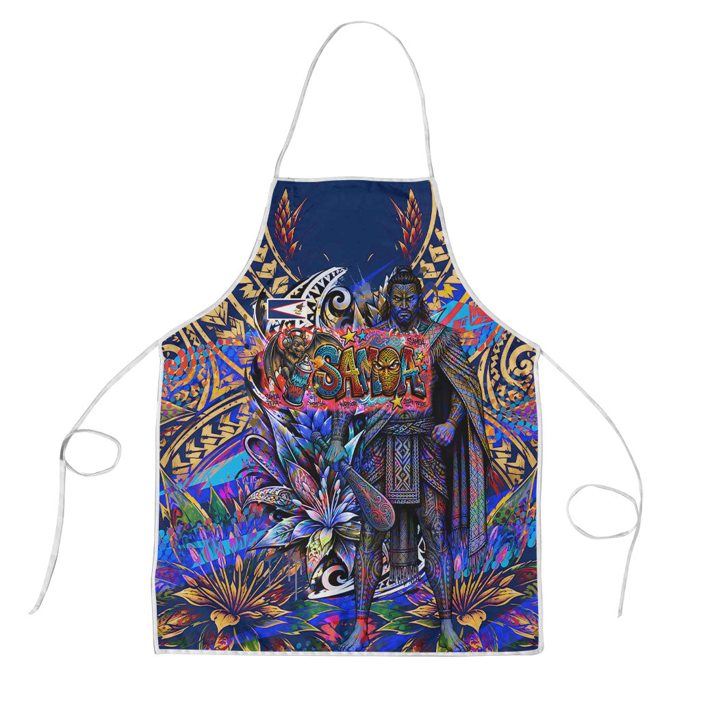 American Samoa Warrior Apron Polynesian Fruit Bat Talofa Urban Graffiti Street Art TS04 Blue Yellow - Polynesian Pride