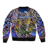 American Samoa Warrior Bomber Jacket Polynesian Fruit Bat Talofa Urban Graffiti Street Art