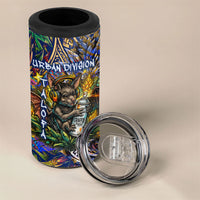 American Samoa Warrior 4 in 1 Can Cooler Tumbler Polynesian Fruit Bat Talofa Urban Graffiti Street Art