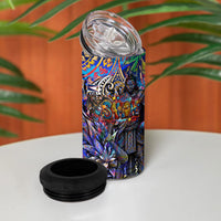 American Samoa Warrior 4 in 1 Can Cooler Tumbler Polynesian Fruit Bat Talofa Urban Graffiti Street Art
