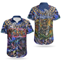 American Samoa Warrior Couples Matching Off Shoulder Maxi Dress and Hawaiian Shirt Polynesian Fruit Bat Talofa Urban Graffiti Street Art TS04 - Polynesian Pride