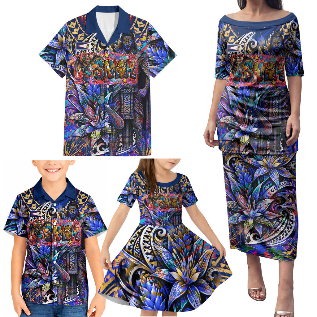 American Samoa Warrior Family Matching Puletasi and Hawaiian Shirt Polynesian Fruit Bat Talofa Urban Graffiti Street Art TS04 - Polynesian Pride