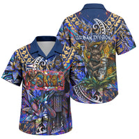 American Samoa Warrior Family Matching Summer Maxi Dress and Hawaiian Shirt Polynesian Fruit Bat Talofa Urban Graffiti Street Art TS04 Son's Shirt Blue Yellow - Polynesian Pride