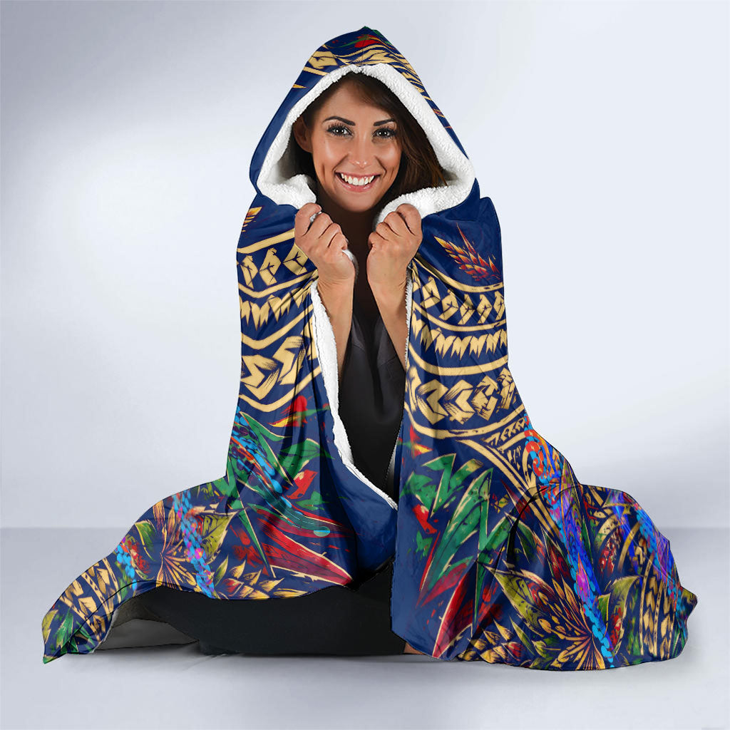 American Samoa Warrior Hooded Blanket Polynesian Fruit Bat Talofa Urban Graffiti Street Art