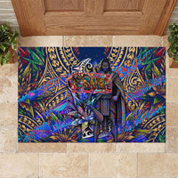 American Samoa Warrior Rubber Doormat Polynesian Fruit Bat Talofa Urban Graffiti Street Art