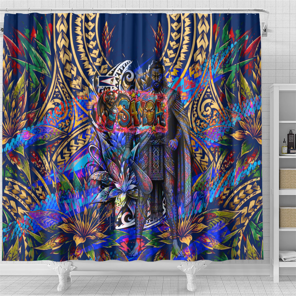 American Samoa Warrior Shower Curtain Polynesian Fruit Bat Talofa Urban Graffiti Street Art